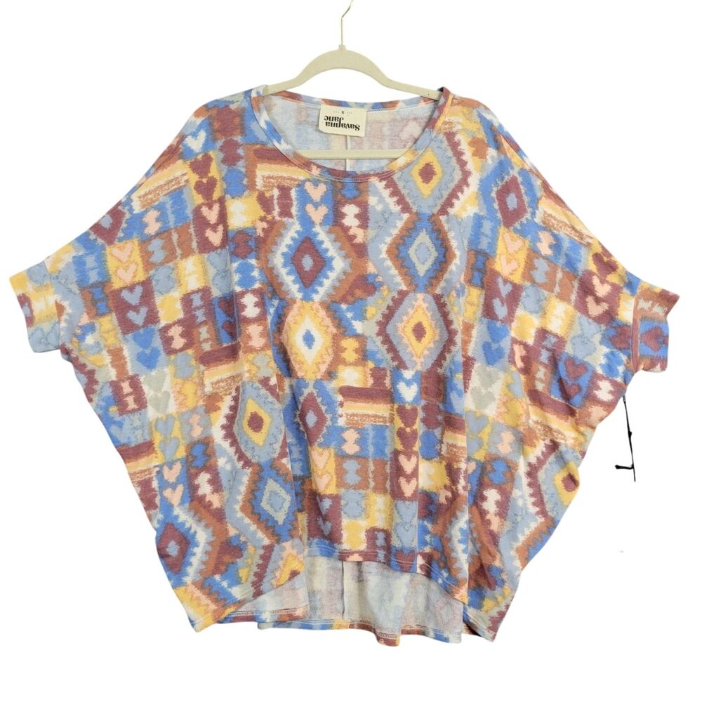 NWT SAVANNA JANE 4403-37P Aztec Print Southwestern Batwing Dolman Top SIZE SMALL